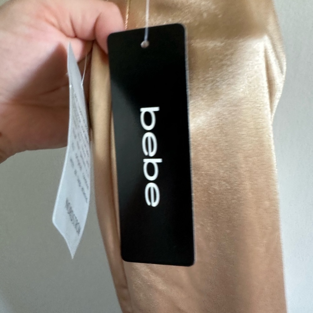 NWT BEBE Champagne Y2K Cinched Back Strappy Midi Dress Size Small - Picture 8 of 10